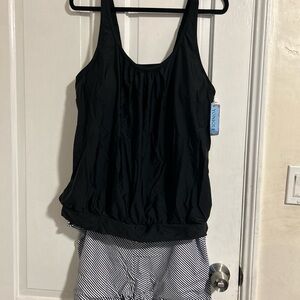 Black and White Women's Swim Tankini